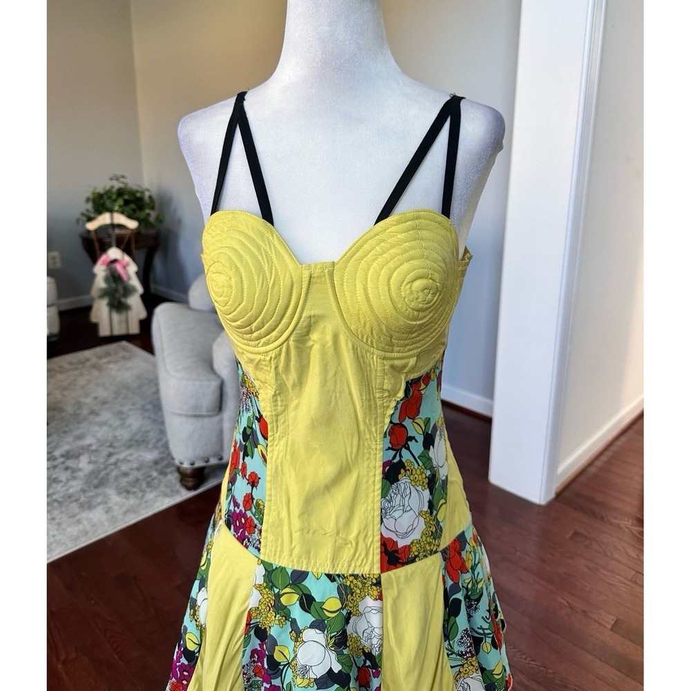 Nuvula Strappy Black Lime Floral Unique Cutout Pattern High Low Dress‎ - Picture 6 of 12